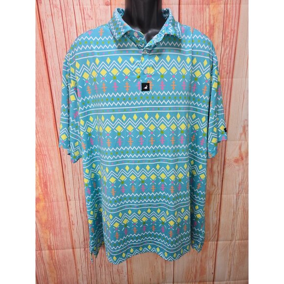 SurfCuz Mens XXXL Geometric Print Polo Shirt - Picture 1 of 9